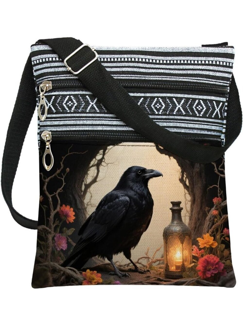 Women's Orange Halloween Pumpkin Bat Goth Skull Witch Crossbody Shoulder Bag
